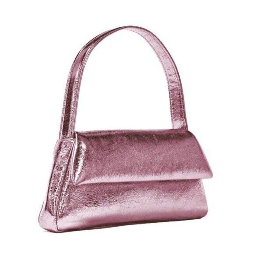 LISELLE KISS $395 ELLIOTT‎ SHOULDER BAG CRUSHED PINK METALLIC LEATHER ITALY NEW